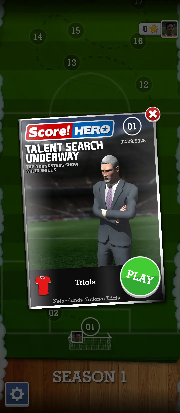 score hero play button to start mission
